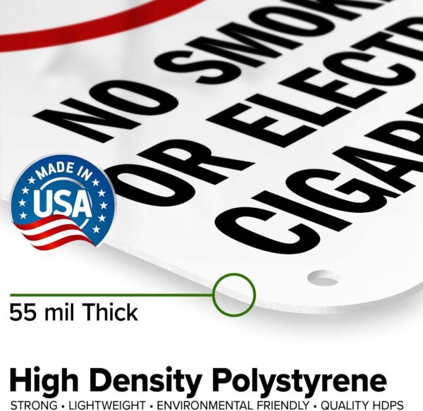 No Smoking Or Electronic Cigarette Use Sign, 12x18 Inches, 55 mil thick HDPS (high density polystyrene), Made in USA by My Sign Center - Image 3