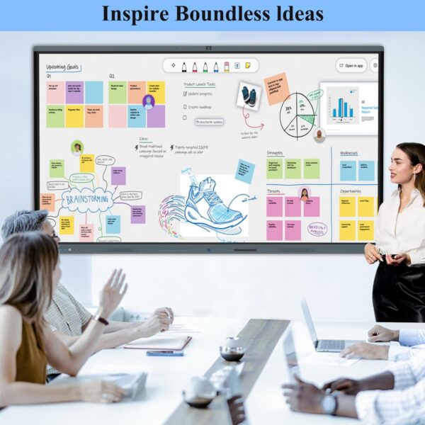 86'' Smart Board, 4K Touch Screen Interactive Whiteboard Display, AI Camera with 8 Mics, Android 13.0 8+128G, All in One Smartboard for Classroom Home Office (Board+Wall Mount) - Image 7