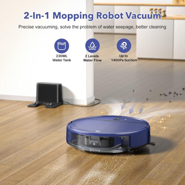Robot Vacuum and Mop Combo, 2-in-1 Robot Vacuum Cleaner with Strong Suction, Compatible with APP/Home Integration, Schedule, Long battery life, Tangle-free, Ideal for Pet hair and Low Pile carpets - Image 2