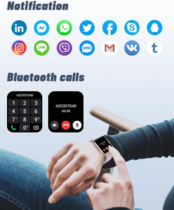 GRV Smart Watch for iOS and Android Phones (Answer/Make Calls), Watches for Men Women IP68 Waterproof Smartwatch Fitness Tracker Watch with Heart Rate/Sleep Monitor Steps Calories Counter (Violet) - Image 2