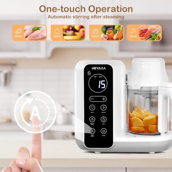 Baby Food Maker, Baby Food Processor with Automatic Cooking & Grinding, Food Steamer Puree Blender with Self-Cleaning Function, BPA Free (White) - Image 3