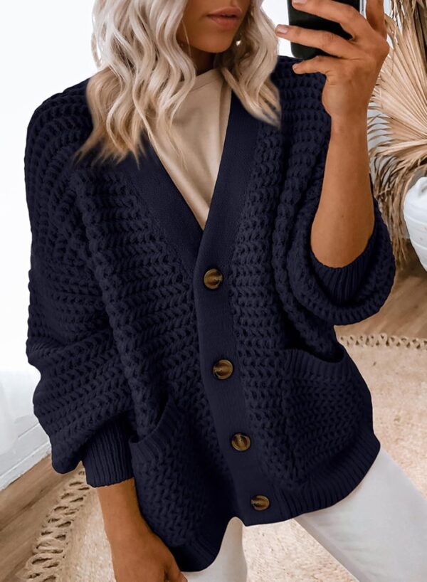 Dokotoo Women's 2025 Fashion Casual Open Front Long Sleeve Chunky Knit Cardigans Sweaters Outerwear Coats - Image 2
