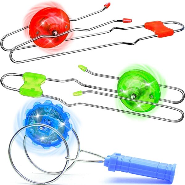 Easter Basket Stuffers Gifts 3pcs Light Up Gyro Wheel Toys for Kids Boys Teens, Retro Magic Rail Twirler Magnetic Yoyo Fidget Spinner Toys for Kids Ages 3-5 4-8-12 Year Old Nostalgia Stocking Stuffers