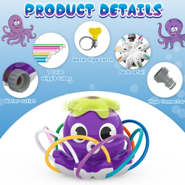 Outdoor Water Spray Sprinkler for Kids and Toddlers, Summer Outside Toys Backyard Games with 8 Wiggle Tubes, Attaches to Garden Hose Splashing Fun Toys for 3 4 5 6 7 8 Year Old Boys Girls Gifts - Image 4