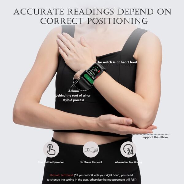 Smart Blood Pressure Monitor Watch with Inflatable Cuff- Accurate Health Tracking, Wrist BP Monitor, Blood Oxygen Monitoring and Heart Rate, Long Battery Life, Compatible with iOS and Android - Image 4