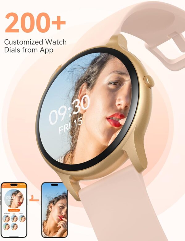 AGPTEK Smart Watch for Women, 5ATM Waterproof Smartwatch for Android and iOS Phones, Fitness Tracker Watch with 100+ Sports Modes, Heart Rate Monitor Pedometer Sleep Monitor, Pink - Image 5