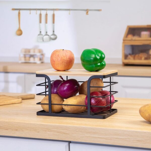 Trash Bag Holder with Bamboo Top,Stackable Storage for Kitchen Laundry Organizers,Wall Mount Garbage Bag Dispenser under Sink,Small - Image 4