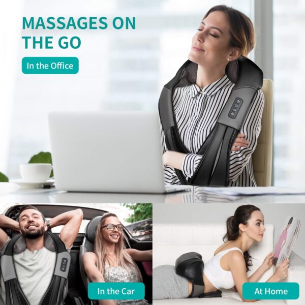 Shiatsu Neck and Back Massager with Soothing Heat, Nekteck Electric Deep Tissue 3D Kneading Massage Pillow for Shoulder, Leg, Body Muscle Pain Relief, Home, Office, and Car Use - Image 8