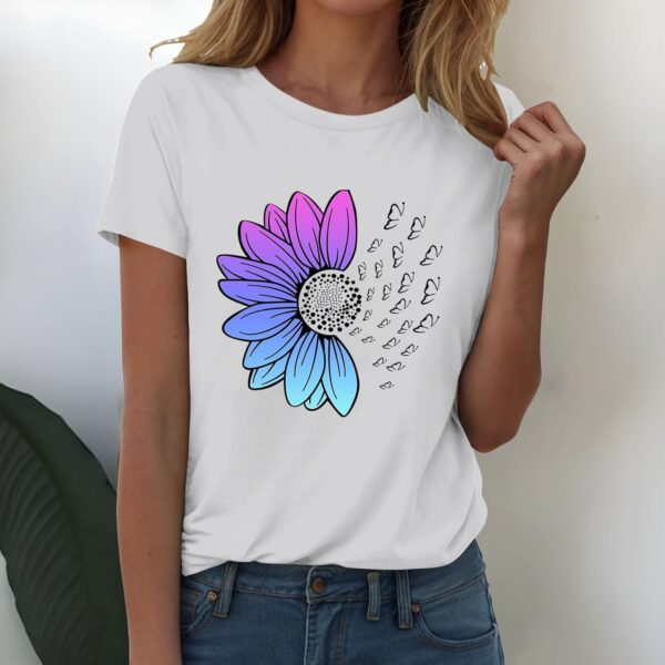VREWARE 2025 T-Shirts Loose Short Sleeve Floral Print Summer Graphic Casual Tees Shirts Tops - Image 6