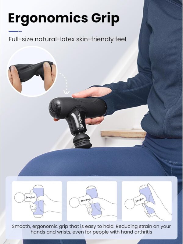 BOB AND BRAD Q2 Mini Massage Gun, Pocket-Sized Deep Tissue Massager Gun, Portable Percussion Muscle Massager Gun, Ultra Small & Quiet Muscle Massage Gun with Carry Case, FSA and HSA Eligible -Black - Image 7