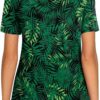 CATHY Womens Short Sleeve Tunic Tops Henley Shirt V Neck Button Up Blouse Casual Pleated Basic Pullover - Image 4
