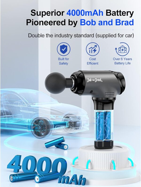BOB AND BRAD T2 Massage Gun, Percussion Muscle Massage Gun Deep Tissue with 10MM Amplitude, Upgraded 4000 mah Battery Handheld Electric Massager for Athletes Pain Relief, FSA and HSA Eligible - Image 3