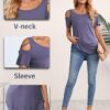 NILOUFO Womens Summer T Shirts Short Sleeve Tunic Strappy Cold Shoulder Tops - Image 5