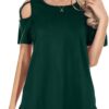 NILOUFO Womens Summer T Shirts Short Sleeve Tunic Strappy Cold Shoulder Tops - Image 2