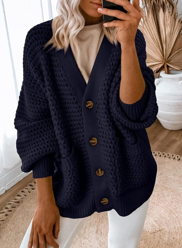 Dokotoo Women's 2025 Fashion Casual Open Front Long Sleeve Chunky Knit Cardigans Sweaters Outerwear Coats - Image 3