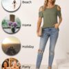 NILOUFO Womens Summer T Shirts Short Sleeve Tunic Strappy Cold Shoulder Tops - Image 6
