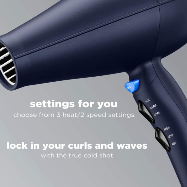 INFINITIPRO BY CONAIR Hair Dryer with Innovative Diffuser | Enhances Curls and Waves while Reducing Frizz | Dark Blue | Packaging May Vary - Image 5