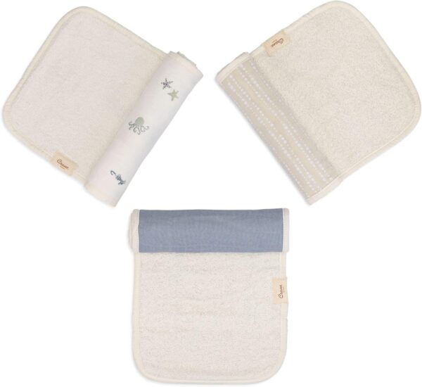 Crane Baby Muslin Baby Burp Cloths, Lightweight Absorbent Burp Cloth, Sea Life Jellyfish, Set of 3, 7” x 20”, Newborn Baby Essentials, Burp Cloths Baby Boy, Burp Cloths Baby Girl, Newborn Essentials - Image 6