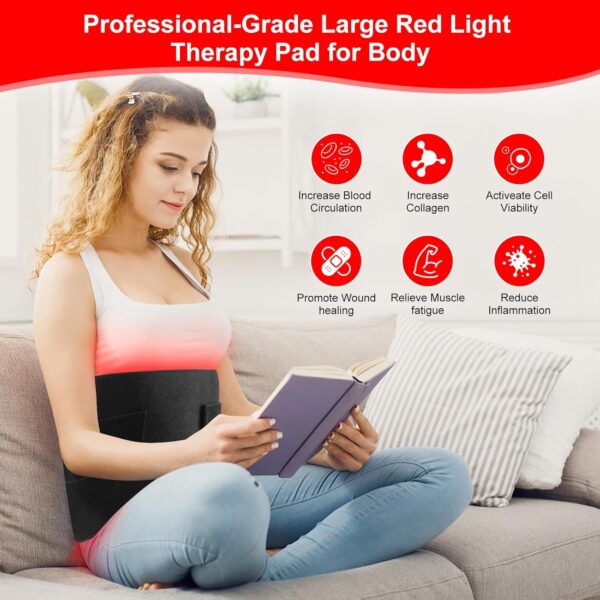 Red Light Therapy Pad Wearable 660nm & 850nm Infrared Light Therapy Mat Devices 31.5" x 11.8" Large Wrap Belt for Body Back Shoulders Waist Joint Muscle Pain Relief - Image 6