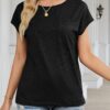 MEROKEETY Women's Casual Cap Sleeve T Shirts Basic Summer Tops Loose Solid Color Blouse - Image 5