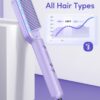 Wavytalk Hair Straightener Brush, Sleek Sweep Ionic Straightening Brush with 6 Temperature Adjust, Anti-Scald Ceramic Straightening Comb Fast Heating for Home Salon, Dual Voltage, Purple. - Image 5
