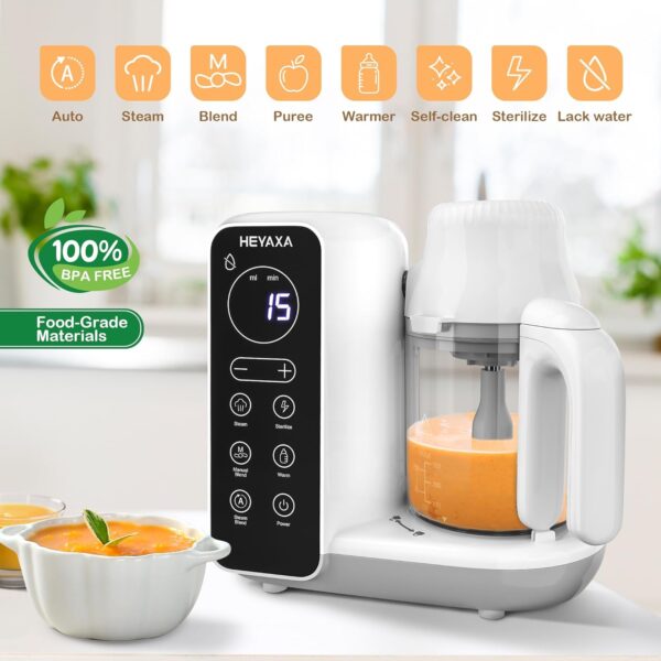 Baby Food Maker, Baby Food Processor with Automatic Cooking & Grinding, Food Steamer Puree Blender with Self-Cleaning Function, BPA Free (White) - Image 6