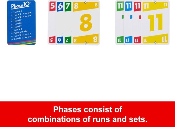 Mattel Games Phase 10 Card Game for Families, Adults & Kids, Challenging & Exciting Rummy-Style Play with Storage Tin (Amazon Exclusive) - Image 4