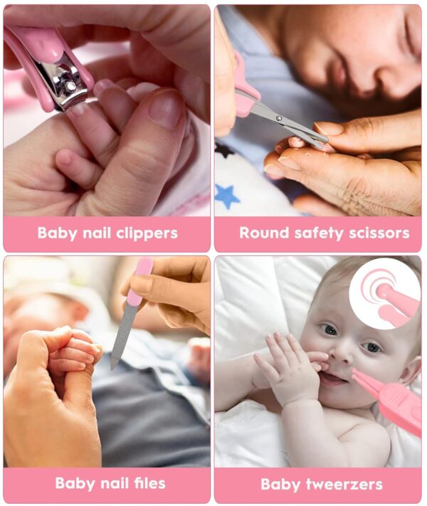 Baby Healthcare and Grooming Kit, Safety Newborn Nursery Baby Care Kit, with Hair Brush Comb, Nail Clipper, Thermometer, Pacifier Clip, Baby Registry Search, Newborn Essentials Girls Boys (Pink) - Image 4
