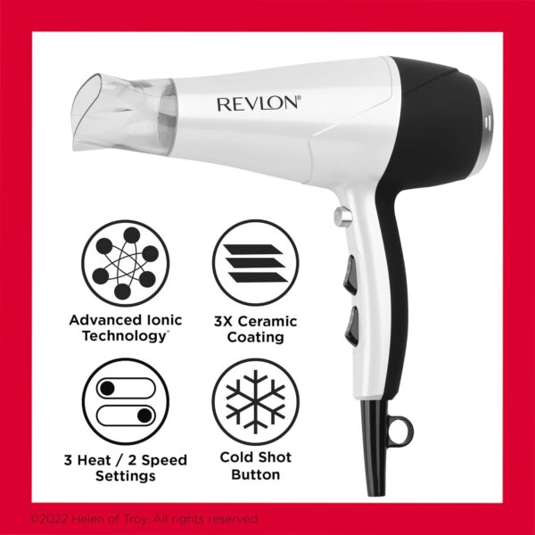 REVLON Volume Booster, Hair Dryer with Curl Enhancing Diffuser | Increase Volume, Decrease Frizz and Damage, Fast Drying, 1875 Watts (White) - Image 6