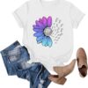 VREWARE 2025 T-Shirts Loose Short Sleeve Floral Print Summer Graphic Casual Tees Shirts Tops - Image 2