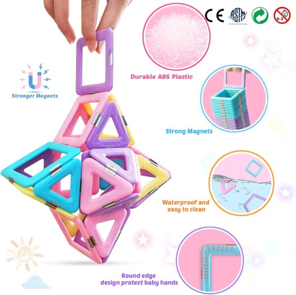 Magnetic Tiles Toys for 3 4 5 6 7 8+ Year Old Boys Girls Upgrade Macaron Castle Blocks Building Set for Toddlers STEM Creativity/Educational Toys for Kids Age 3-6 Christmas Birthday Gifts - Image 8