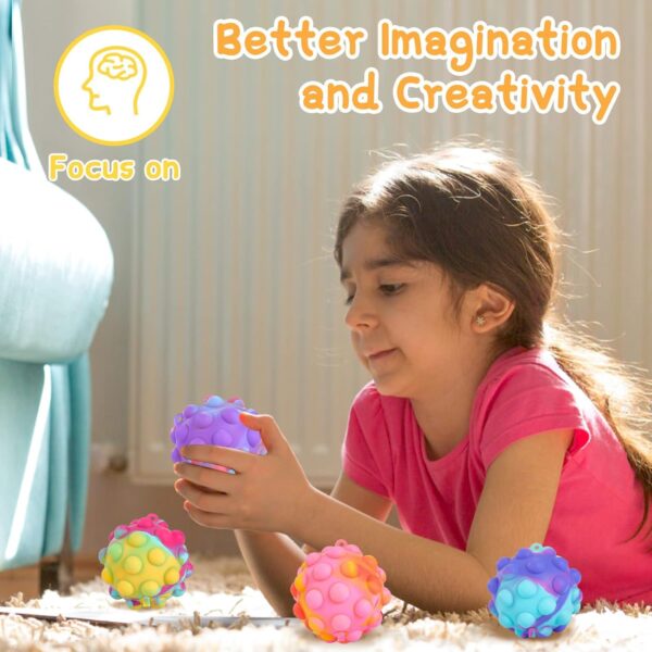 Pop Fidget Toys Its Ball Toy 4 PCS 3D Stress Balls It Pop Fidgets Pack Party Favors for Kids Toys Autism Sensory Toys Bulk Squeeze Toys Toddler Toys for Boys Adult Stress Relief Easter Basket Stuffers - Image 6