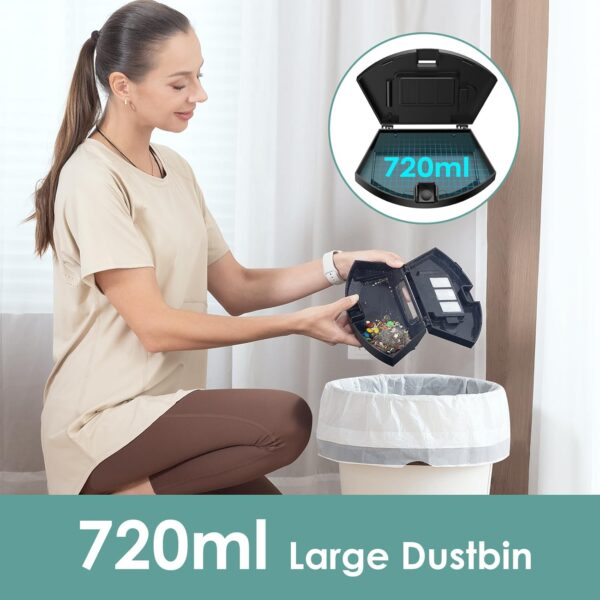 W6+ Robot Vacuum Cleaner,2800Pa Suction,720ml Large Capacity,120 Mins Runtime,Self-Charging Slim Robotic Vacuums,APP/Voice/Remote Control,No Entanglement Suction Port Ideal for Pet (Black) - Image 4