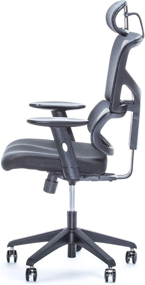 X-Chair X-Basic Task Chair, Black Flex Mesh with Headrest - Ergonomic Office Seat/Adjustable Backrest/Foam Seat/Relaxed Recline/Perfect for Office or Home Desk - Image 5