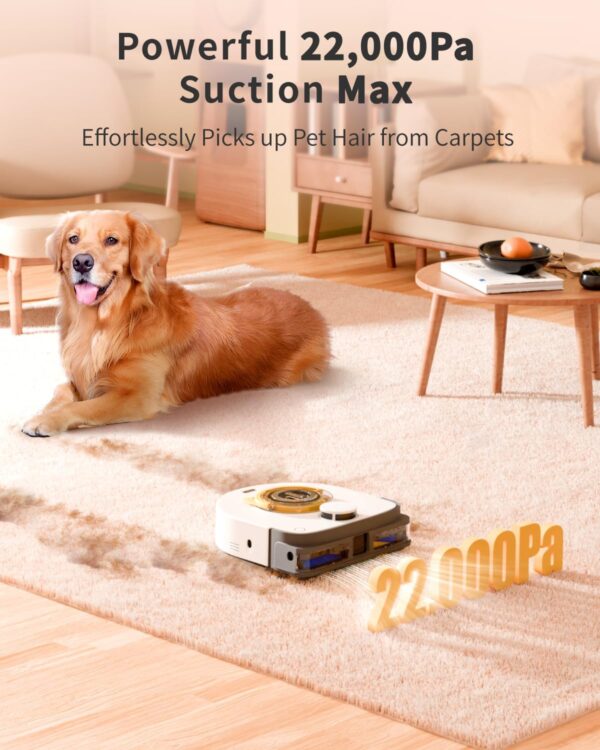 Robot Vacuum for Pet Hair, Automatic Robot Vacuum Cleaner Self Cleaning Brushroll, Robotic Vacuum Ideal for Carpet, 22,000 Pa Square - Image 2