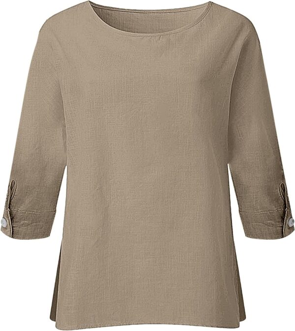 Linen Shirts for Women Breathable Tops Women's Loose Cotton Linen Top Womens Summer Blouses for Women 2025 - Image 2