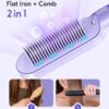 Wavytalk Hair Straightener Brush, Sleek Sweep Ionic Straightening Brush with 6 Temperature Adjust, Anti-Scald Ceramic Straightening Comb Fast Heating for Home Salon, Dual Voltage, Purple. - Image 3