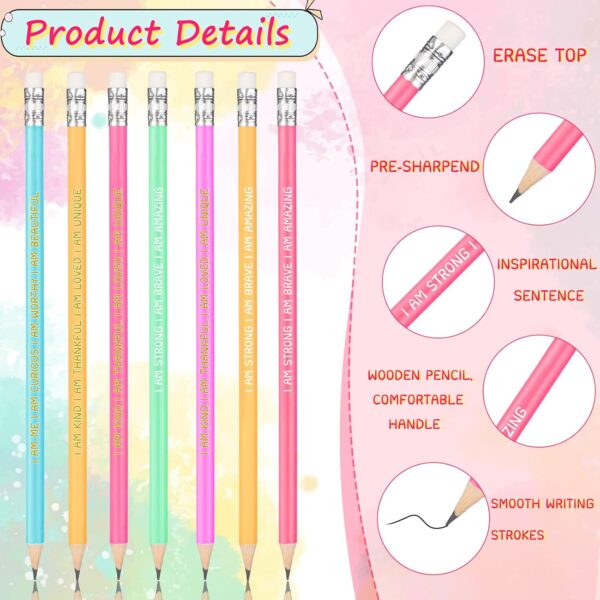 Fumete 36 Pcs Inspirational Quote Pencils for Students from Teacher Motivational Pencil with Eraser Pre Sharpened #2 HB Bulk Classroom Gifts for Students Back to School - Image 3