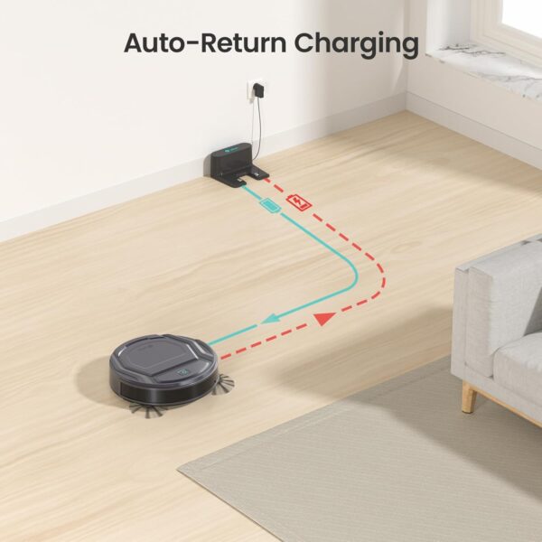 Lefant M210 Pro Robot Vacuum, Slim & Quiet, 3 Adjustable Suction Levels, 120 Min Runtime, Freemove 3.0, WiFi/App/Alexa, 6 Modes for Pet Hair, Hard Floors & Low Carpets, Self-Charging, Gray - Image 9