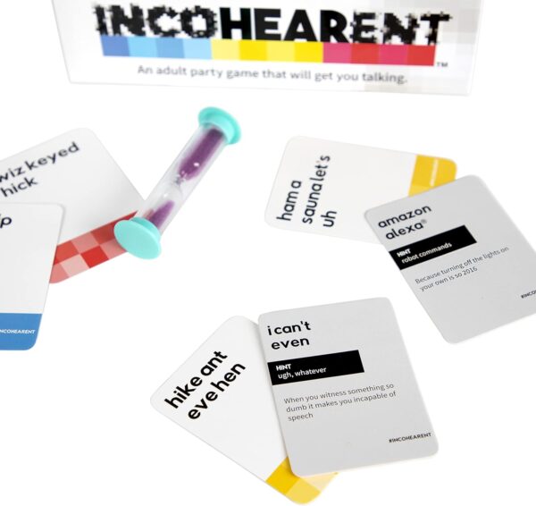 Incohearent, The Guess the Gibberish Party Game by Relatable, A Funny Card Game for Adults, Great for Bachelorette Party Games or Game Night Games, Includes 400 Cards, Instructions, and 1 Sand Timer - Image 10