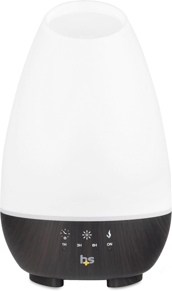 HealthSmart 500ML Essential Oil Diffuser for Large Rooms, Cool Mist Humidifier and Aromatherapy Diffuser, Adjustable Timer, Mist Mode and 7 LED Light Colors, White (Pack of 1)