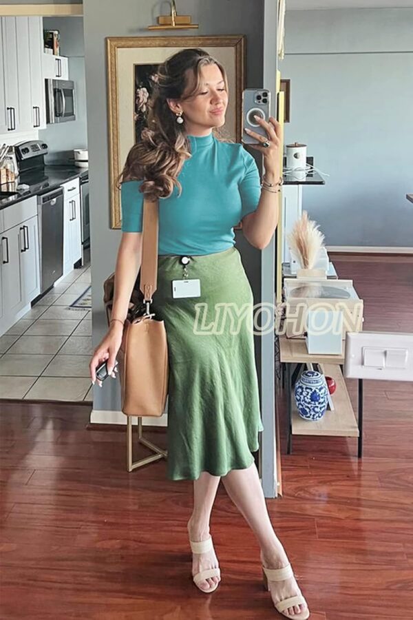 LIYOHON Womens Tops Dressy Casual Mock Turtleneck Business Short Sleeve T Shirts Going Out Tops 2025 - Image 4