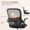 Sweetcrispy Office Computer Desk Chair, Ergonomic Mid-Back Mesh Rolling Work Swivel Task Chairs with Wheels, Comfortable Lumbar Support, Comfy Flip-up Arms for Home, Bedroom, Study, Student, Black - Image 4