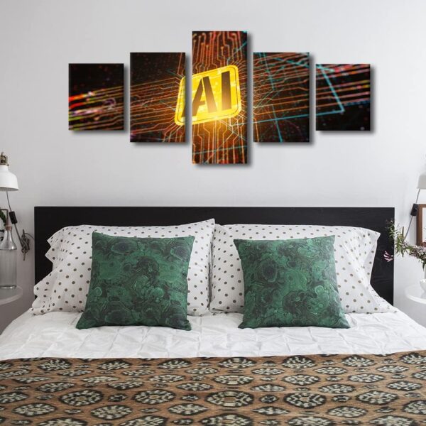 TUMOVO Wall Art for Office Technology Concept Pictures Print On Canvas Canvas Artwork Wall Decor Technology Chip Details Canvas Prints Wall Art Decor Canvas Wall Art Ready to Hang, 50"x24" - Image 4