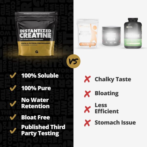 Gains in Bulk Instantized Creatine Monohydrate for Women and Men, Soluble Pre Workout Powder, Supports Muscle Building, Strength and Performance, Bodybuilding Supplements, Unflavored, 30 Servings - Image 4