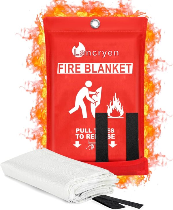 2025 Emergency Fire Blanket, Fire Extinguisher Blanket, Fire Suppression Blanket, Flame Retardant Blanket Fire Safety Blanket for Home, Kitchen, School, Grill, Car, Office, Warehouse(40” x40”)