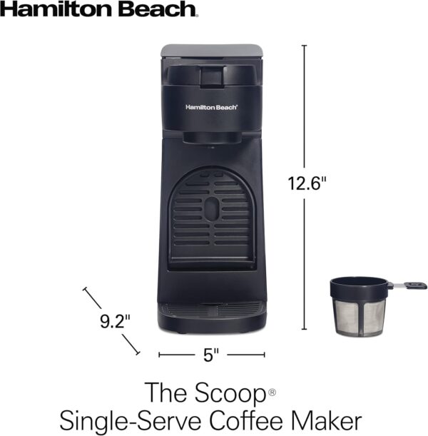 Hamilton Beach The Scoop Single Serve Coffee Maker & Fast Grounds Brewer for 8-14oz. Cups, Brews in Minutes, Black (47620), Next Gen - Image 8