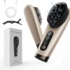 Portable Hot Brush Hair Straightener, 6400mAh USB Rechargeable Mini Hair Straightening Brush for Traveling, Cordless Hair Comb High Level Negative Ions, Intelligent Thermal Sensor