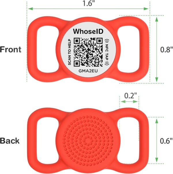 QR Code Dog Tag with NFC - Personalized Silicone ID Tag, Modifiable Online Profile, Multiple Emergency Contacts, Scan QR Code for Pet GPS Location (Small, Red) - Image 2