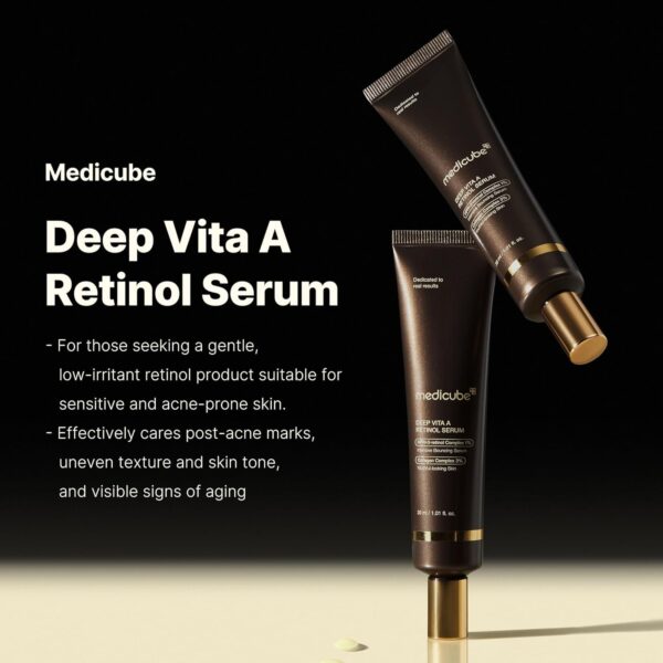 Medicube Deep Reviving Bakuchiol Retinol Facial Serum - Anti-Aging 4th Gen Retinol & Bakuchiol - Targets Fine Lines, Uneven Skin Tone, Blemish Scars - Korean Skin Care, Low Irritant, 1.01 oz - Image 2